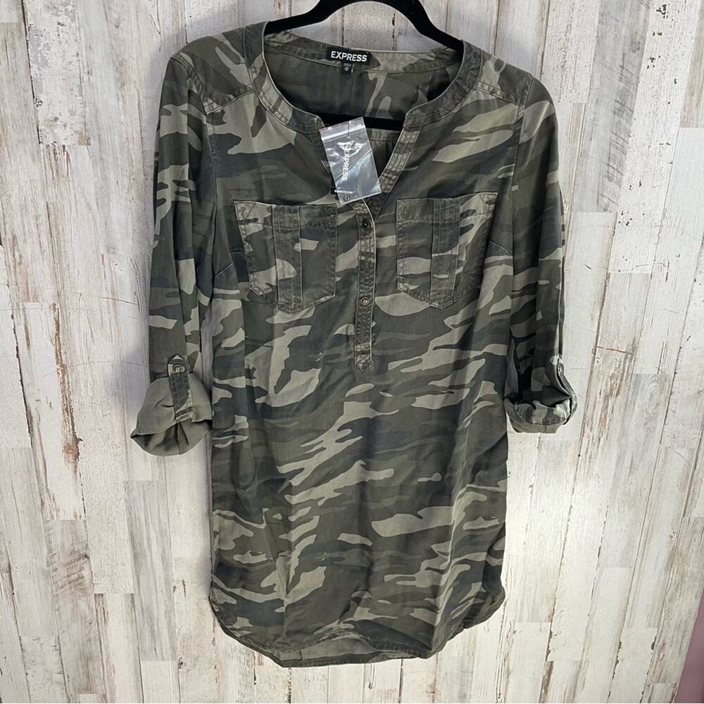 NWT‎ Express Camouflage Camo Shirt Dress Mini